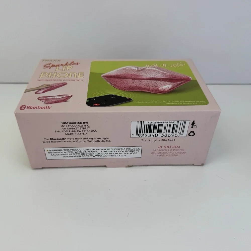 Lip Phone Bluetooth Receiver, Pink Wireless Retro Handset Open Box